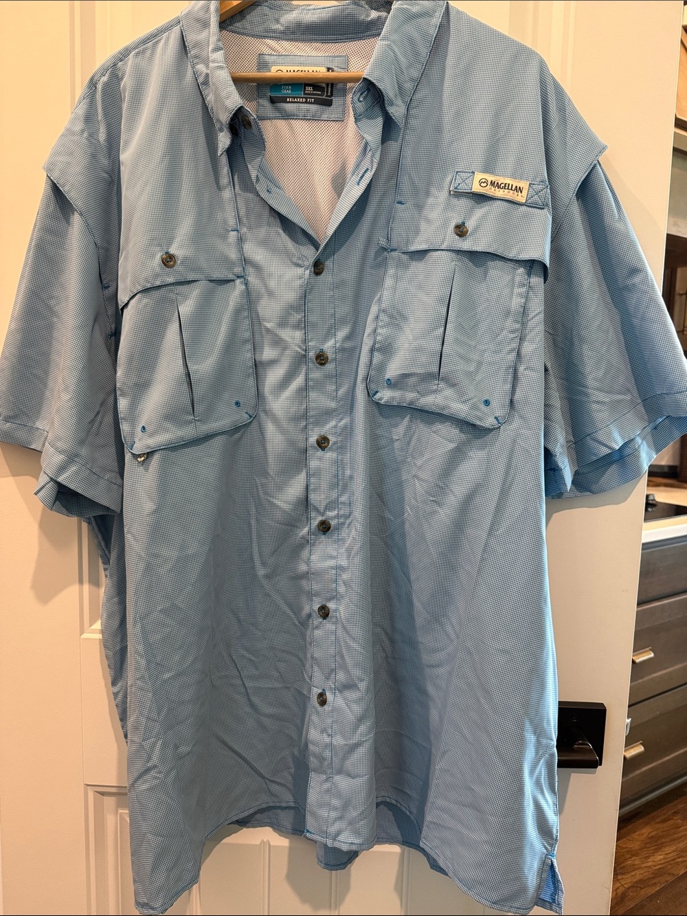 Magellan Outdoors Blue Check Fishing Shirt - Relaxed Fit